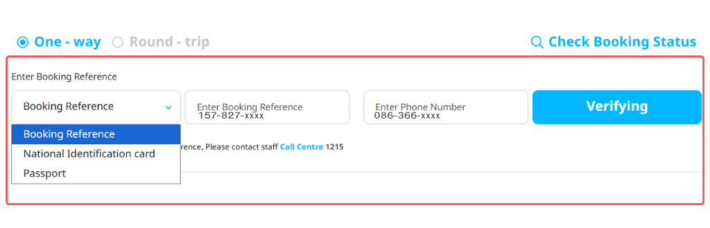 Check with Booking Code Step